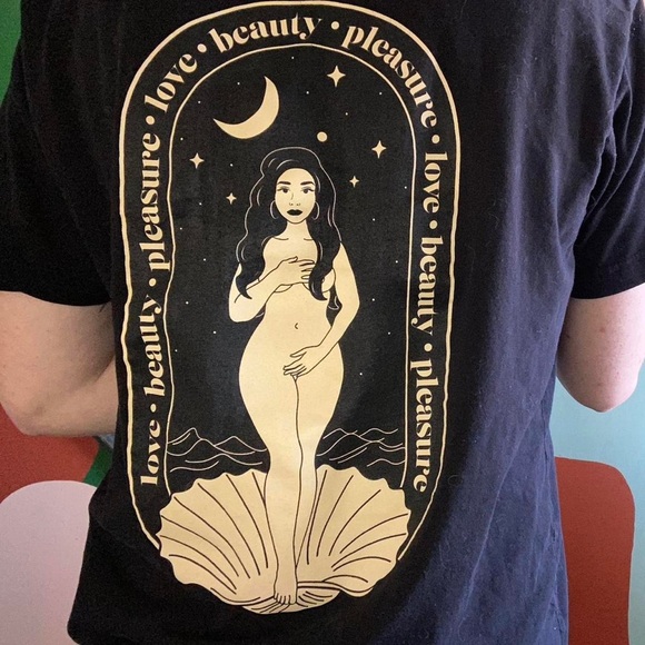 Medium Soft Black Tee- Love, Beauty, Pleasure by La Sirena - Picture 3 of 3